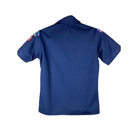 Boy Scouts of America Youth M Blue Button Up Uniform Shirt with Patches - Picture 5 of 7